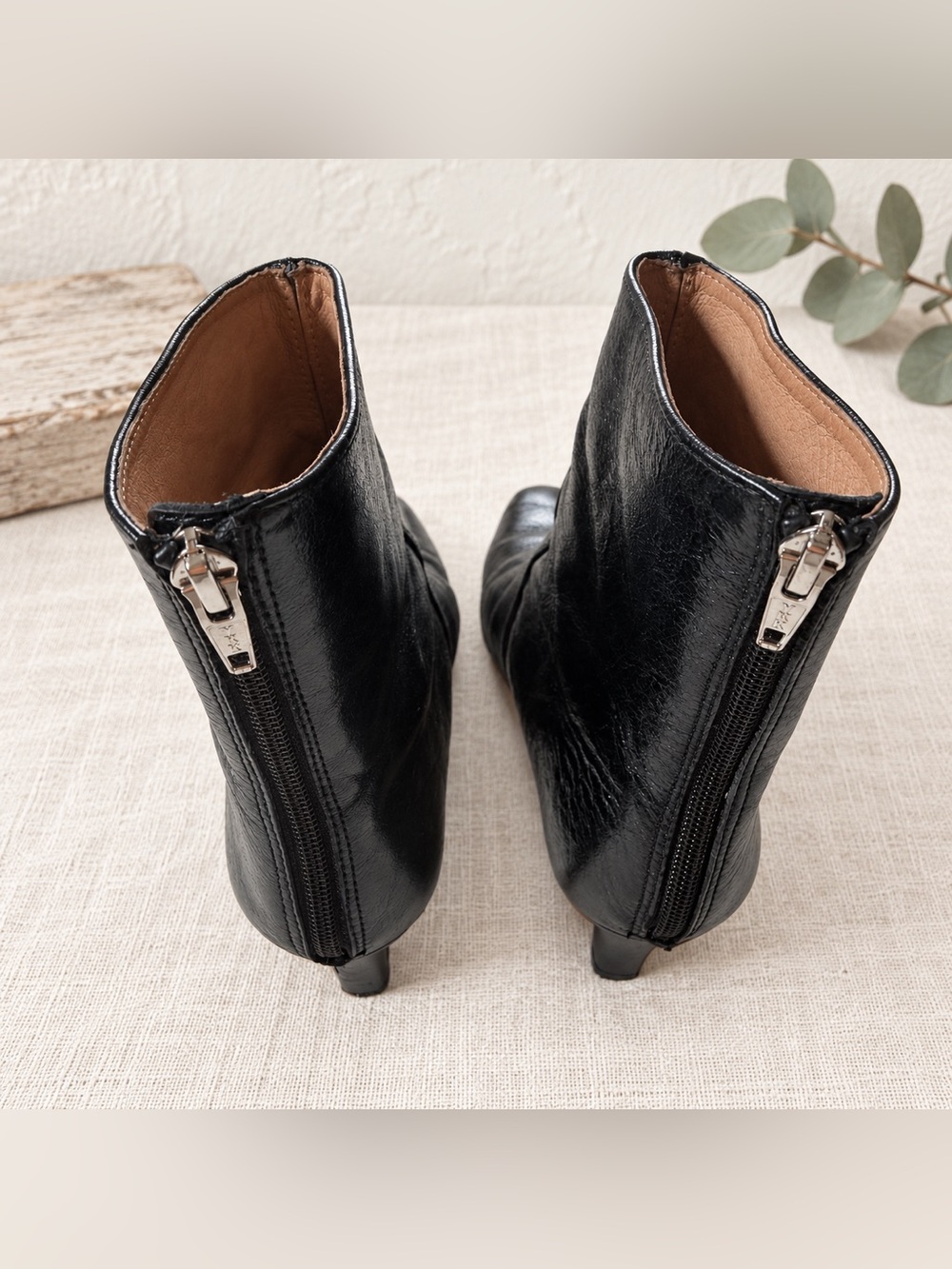 Madewell The Dimes Black Leather Kitten Heel Boots 7 - Picture 2 of 8